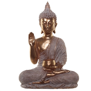 Buddha 327 siddende guldfarvet h:34cm